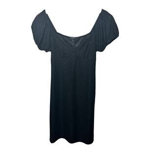 Ambience Y2K Dress Black Eyelet BabyDoll Puff Cap Sleeves Coquette Summer L